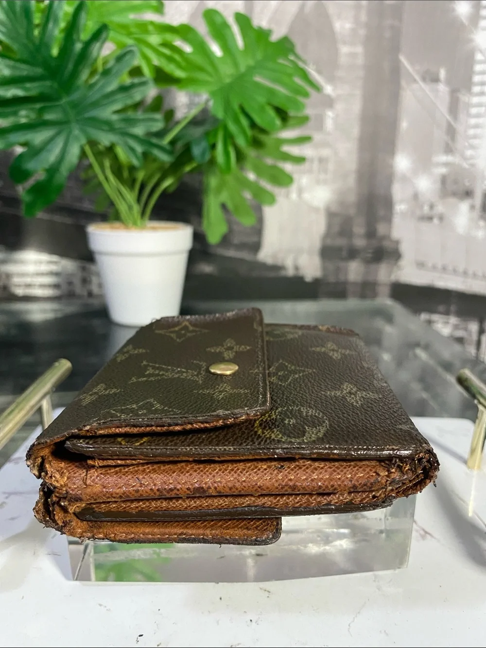 Louis Vuitton Brown Monogram Canvas Gold Chain Shoulder Bag